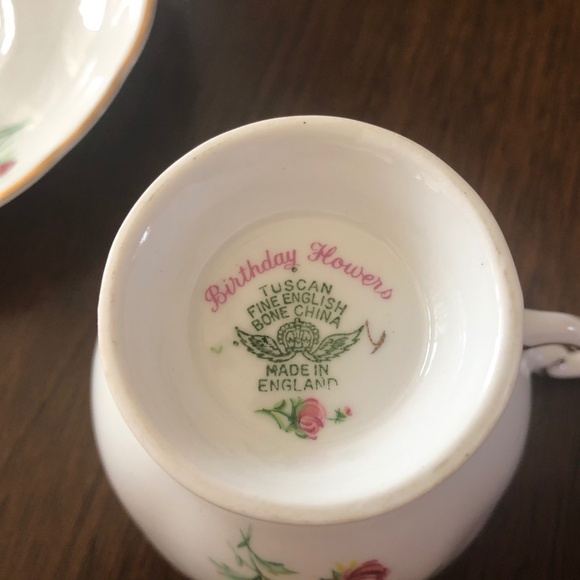 Birthday Flowers Tuscan Fine English Bone China Cup and Saucer - September - Picture 2 of 3